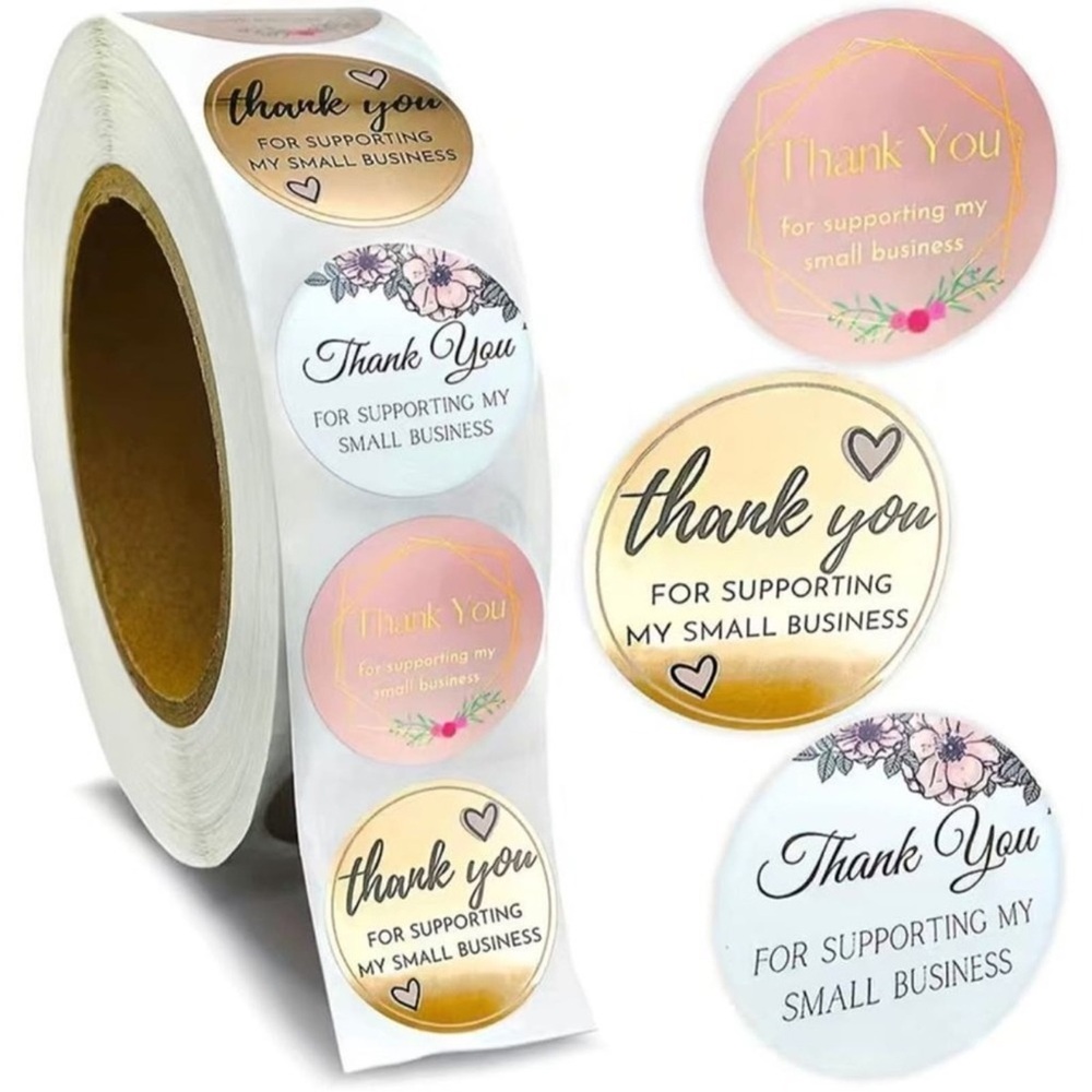 THANK YOU FOR SUPPORTING MY SMALL BUSINESS 500pcs ROUND STICKER ROLL 🌟NWT🌟